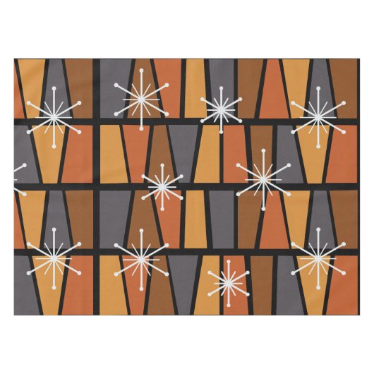 Geometrisches MCM Abstrakt Burnt Orange Tischdecke (Vorderseite (Horizontal))