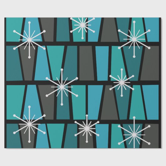 Geometrisches MCM Abstrakt Türkis Aquamarin Geschenkpapier (Flach)