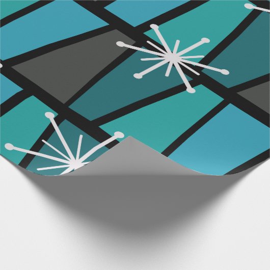Geometrisches MCM Abstrakt Türkis Aquamarin Geschenkpapier (Ecke)