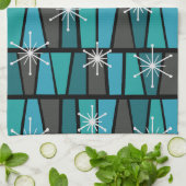 Geometrisches MCM Abstrakt Türkis Aquamarin Geschirrtuch (Gefaltet)