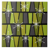 Geometrisches MCM Abstraktes Olive Green Fliese (Vorderseite)