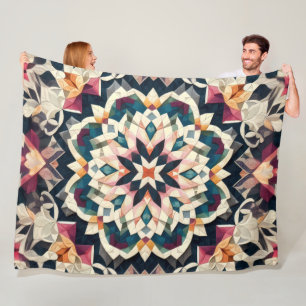 Geometrisches Medallion-Design für gequiltete Crem Fleecedecke