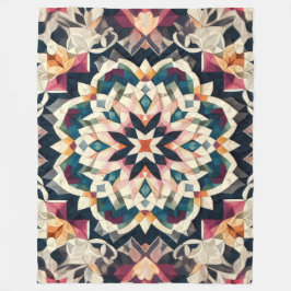 Geometrisches Medallion-Design für gequiltete Crem Fleecedecke