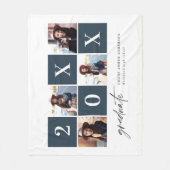 Geometrisches mehrköpfiges Foto, blau Abschluss Fleecedecke (Vorderseite)