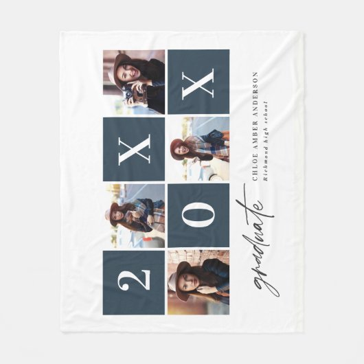 Geometrisches mehrköpfiges Foto, blau Abschluss Fleecedecke (Vorderseite)