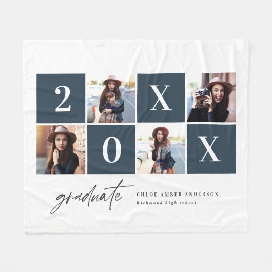 Geometrisches mehrköpfiges Foto, blau Abschluss Fleecedecke (Vorderseite (Horizontal))