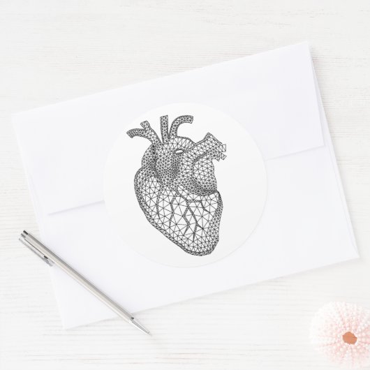 Geometrisches menschliches Herz Runder Aufkleber (Umschlag)