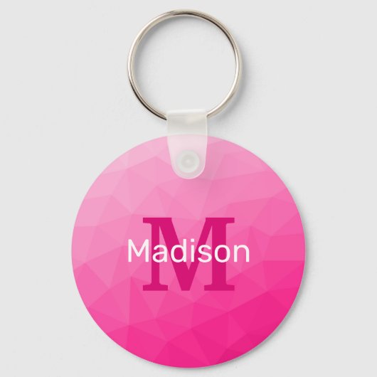 Geometrisches Messemuster für das Muster, rosa, gl Schlüsselanhänger (Vorderseite)