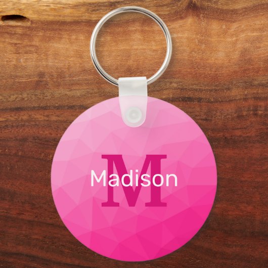 Geometrisches Messemuster für das Muster, rosa, gl Schlüsselanhänger (Vorderseite)
