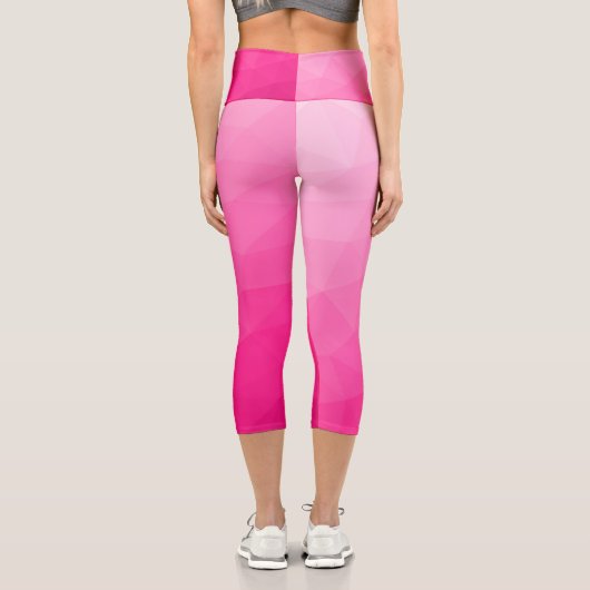 Geometrisches Messemuster mit Hot rosa Gradient Capri Leggings (Rückseite)