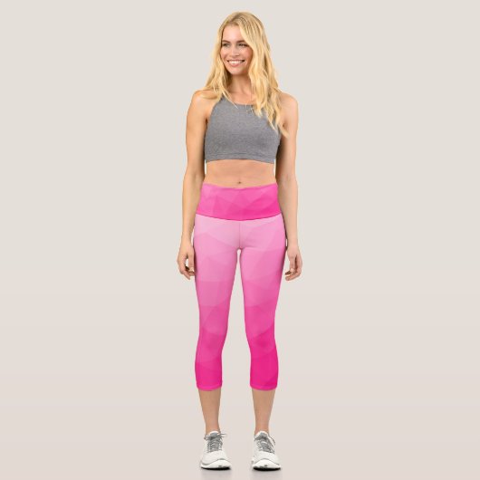 Geometrisches Messemuster mit Hot rosa Gradient Capri Leggings (Vorderseite)