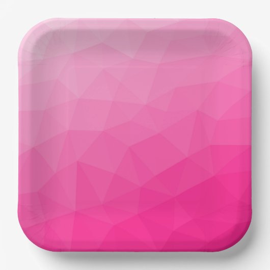 Geometrisches Messemuster mit Hot rosa Gradient Pappteller (Vorderseite)