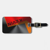 Geometrisches metallisches Schwarz, Rot und Orange Gepäckanhänger (Vorderseite horizontal)