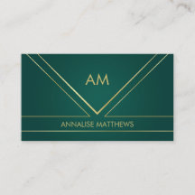 Geometrisches Minimal-Gold Monogramm Emerald Green