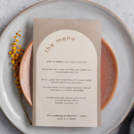 Geometrisches Minimal Sand Beige Arch Wedding Menu