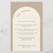 Geometrisches Minimal Sand Beige Arch Wedding Menu (Vorderseite)
