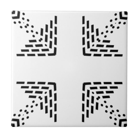 Geometrisches minimalistisches Design schwarz-weiß Fliese (Vorderseite)
