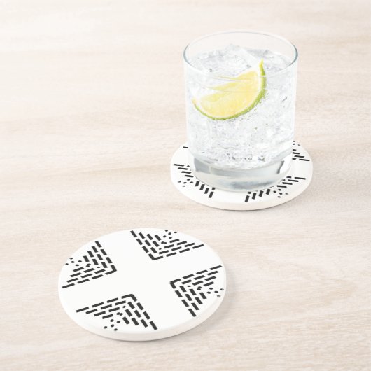 Geometrisches minimalistisches Design schwarz-weiß Getränkeuntersetzer (Seite)