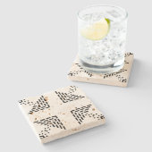 Geometrisches minimalistisches Design schwarz-weiß Steinuntersetzer (Seitenansicht)