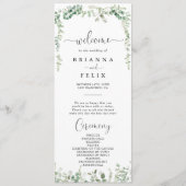 Geometrisches Minimalistisches Eukalyptus-Hochzeit Programm (Vorderseite)