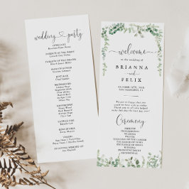 Geometrisches Minimalistisches Eukalyptus-Hochzeit Programm