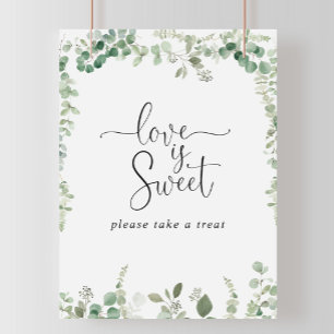 Geometrisches Minimalistisches Eukalyptus Love Is  Poster