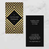 Geometrisches Mod fett Schwarz- und Goldmuster Visitenkarte (Vorne/Hinten)
