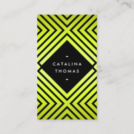 Geometrisches Mod fett Schwarz und Neon Gelb Muste Visitenkarte