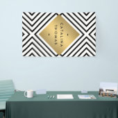 Geometrisches Mod fett Schwarz-Weiß-Muster Banner (Messeveranstaltung)