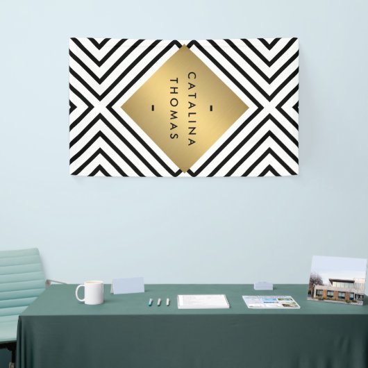 Geometrisches Mod fett Schwarz-Weiß-Muster Banner (Messeveranstaltung)