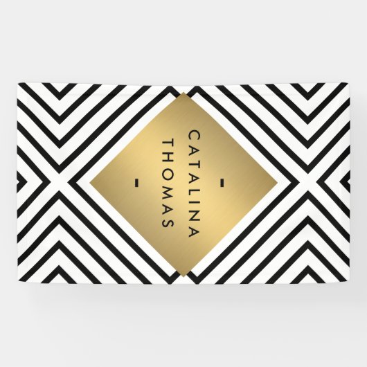 Geometrisches Mod fett Schwarz-Weiß-Muster Banner (Horizontal)