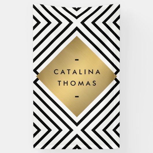 Geometrisches Mod fett Schwarz-Weiß-Muster Banner (Vertikal)