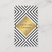 Geometrisches Mod fett Schwarz-Weiß-Muster Visitenkarte (Vorderseite)