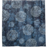 Geometrisches Modern Shibori Indigoblau Duschvorhang (Vorderseite)