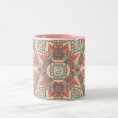Geometrisches Modern Südwest Muster Monogramm Zweifarbige Tasse (Mittel)