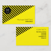 Geometrisches modernes Artschwarzes u. -GELB Visitenkarte (Vorne/Hinten)