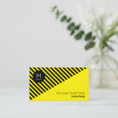 Geometrisches modernes Artschwarzes u. -GELB Visitenkarte (Stehend Vorderseite)