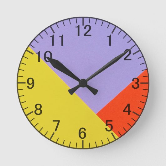 Geometrisches modernes Blau, Senf, orangefarbenes Runde Wanduhr (Vorderseite)