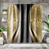 Geometrisches, modernes Design aus Gold und Schwar Duschvorhang