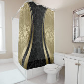 Geometrisches, modernes Design aus Gold und Schwar Duschvorhang (Beispiel)