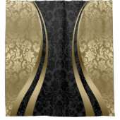 Geometrisches, modernes Design aus Gold und Schwar Duschvorhang (Vorderseite)