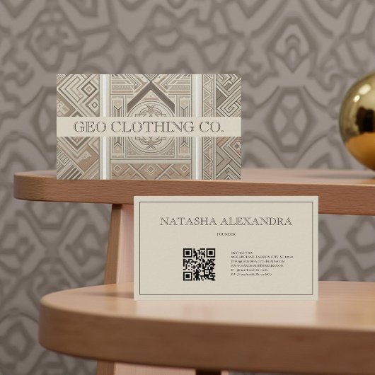 Geometrisches, modernes, elegantes Oatmeller-Clay Visitenkarte