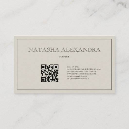 Geometrisches, modernes, elegantes Oatmeller-Clay Visitenkarte (Rückseite)