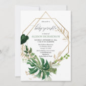 Geometrisches, modernes Goldbaby Einladung (Vorderseite)