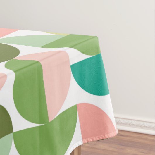 Geometrisches, modernes Grün- und Pfirsichtablett Tischdecke (Beispiel)