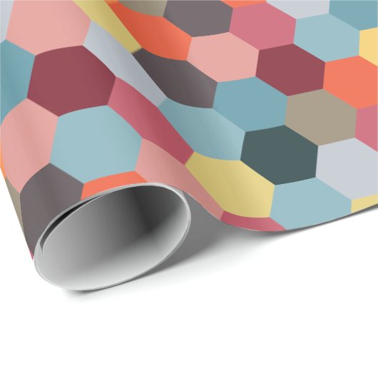 Geometrisches, modernes Hexagon-Musterpapier Geschenkpapier (Rolleneckpunkt)