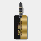 Geometrisches, modernes Monogramm aus Gold und sch Gepäckanhänger (Vorderseite vertikal)