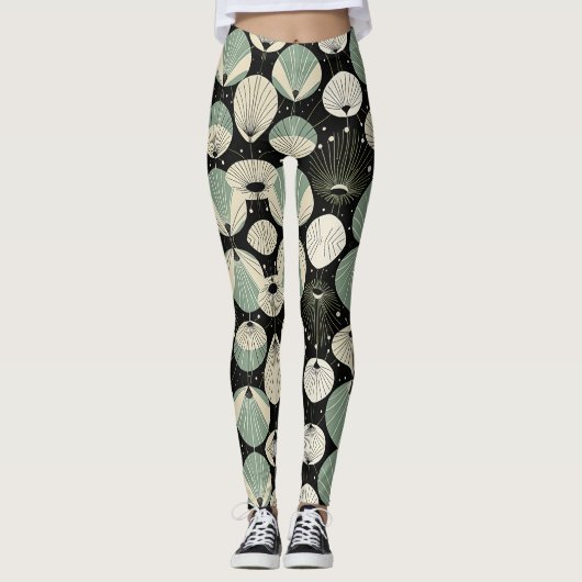 Geometrisches, modernes Muster des Atomzeitalters Leggings (Vorderseite)