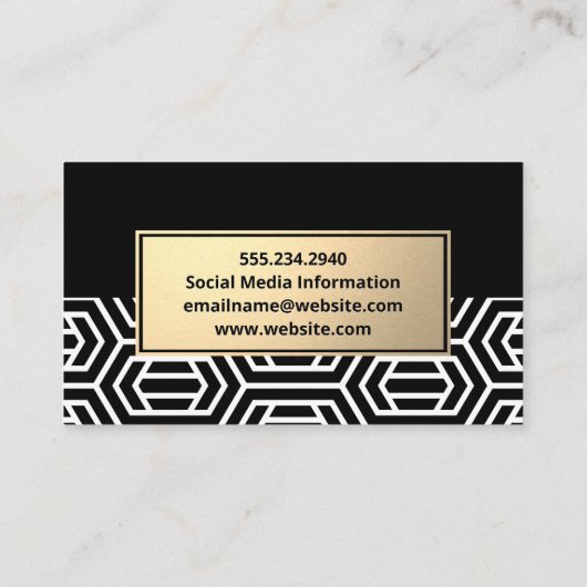 Geometrisches modernes Muster | Goldmetall Visitenkarte (Rückseite)
