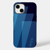 Geometrisches modernes Personalisiert Blau Case-Mate iPhone Hülle (Rückseite)